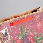 Пакет крафтовый вертикальный «Новогодняя посылочка от Дедушки Мороза», L 31 × 40 × 9 см - Фото 5