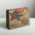 Пакет крафтовый горизонтальный «Поздравляю!», MS 23 × 18 × 8 см - Фото 1