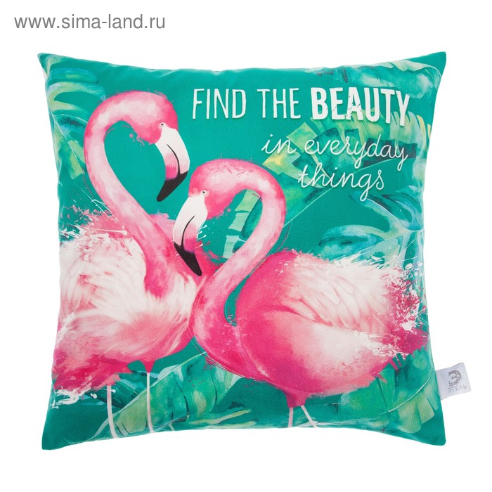 Наволочка декоративная «Этель» Flamingo 40х40 см, 100% п/э, велюр - Фото 1
