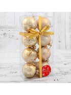 Ёлочные игрушки «Снежные ёлки», шары новогодние, набор 8 шт., d=6 см, золотистый - Фото 4