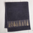 Полотенце махровое "Новогодний лес" 30х70 см, серое 100% хлопок, 370гр/м2 - Фото 2