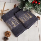 Полотенце махровое "Новогодний лес" 30х70 см, серое 100% хлопок, 370гр/м2 - Фото 4