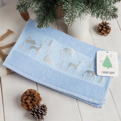 Полотенце махровое "Олени" 30х70 см 100% хлопок, 370гр/м2