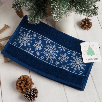 Полотенце махровое «Этель. Снежинки ажурные», 30×70 см, хлопок 100%