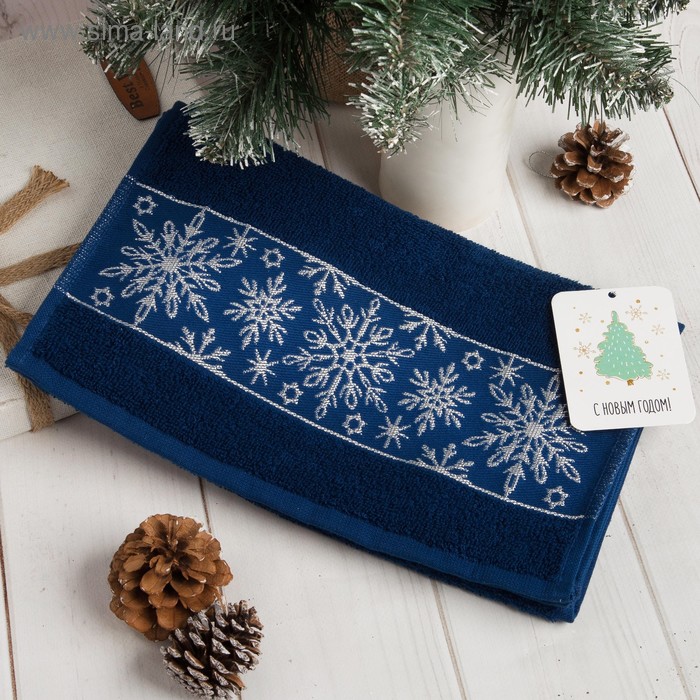 Полотенце махровое «Этель. Снежинки ажурные», 30×70 см, хлопок 100% - Фото 1