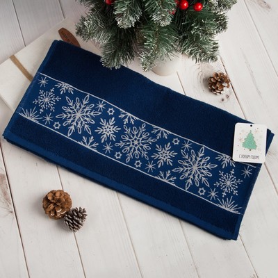 Полотенце махровое «Этель. Снежинки ажурные», 50×90 см, хлопок 100%