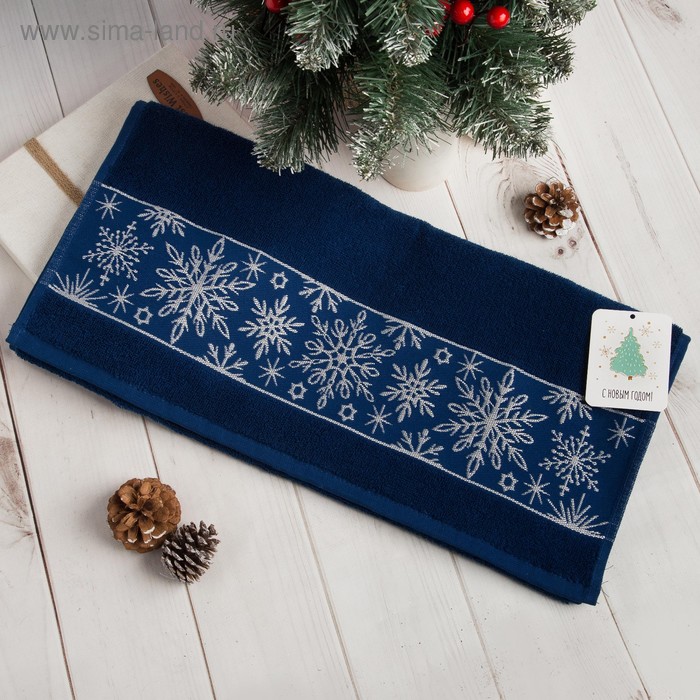 Полотенце махровое «Этель. Снежинки ажурные», 50×90 см, хлопок 100% - Фото 1