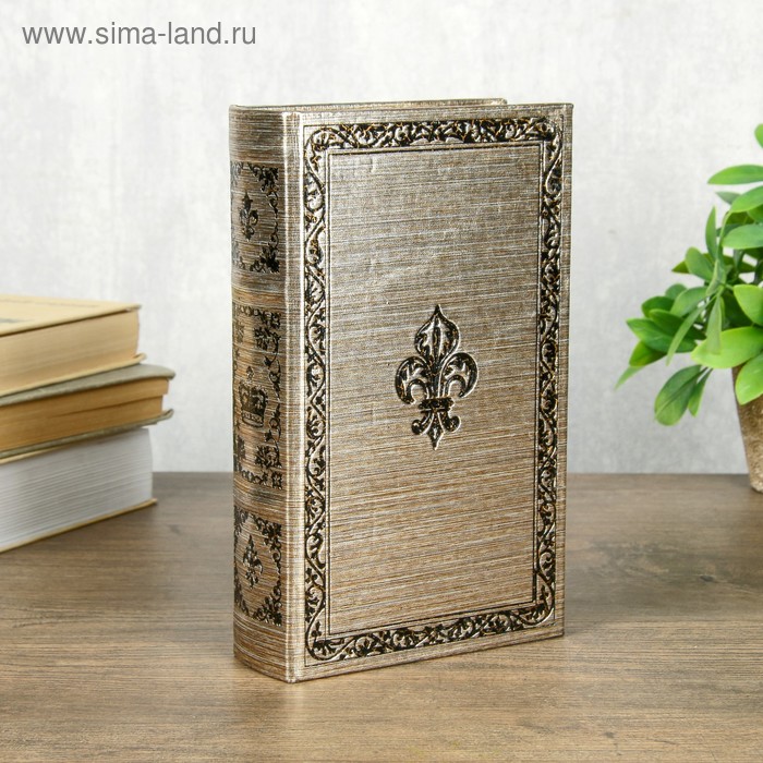 Шкатулка книга - сейф «Королевская эмблема», дерево и искусственная кожа, с замком, 21×13×5 см