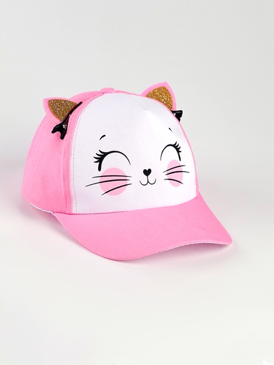 Кепка детская для девочки «Кошечка-красотка», с заколочками, р-р. 52-54, 5-7 лет