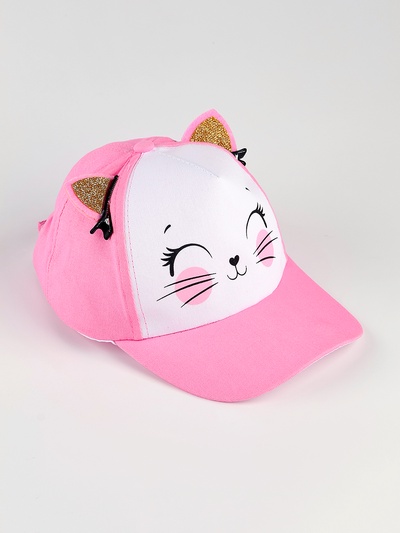Кепка детская для девочки «Кошечка-красотка», с заколочками, р-р. 52-54, 5-7 лет