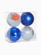 Ёлочные игрушки «Снежный вальс», шары новогодние, d=10 см, набор 4 шт., синий/белый - фото 7483708