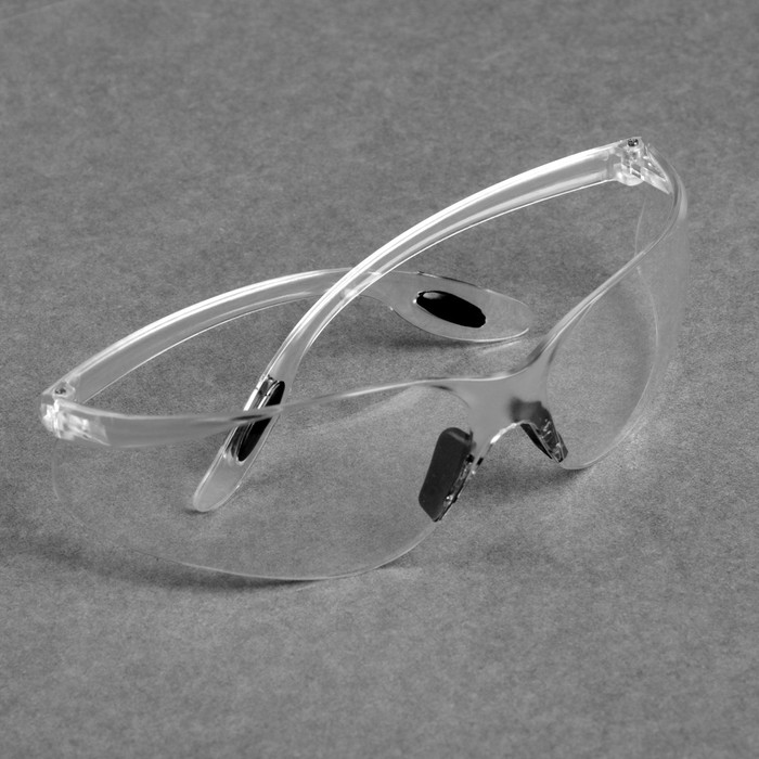 Очки защитные для мастера, прорезиненные дужки, цвет чёрный/прозрачный 18574