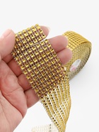 Лента с имитацией страз, 4 см, 9±1 м, цвет золотой - Фото 5