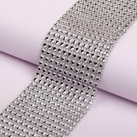 Лента с имитацией страз, 6 см, 9±1 м, цвет серебряный