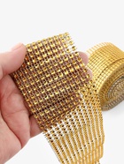 Лента с имитацией страз, 6 см, 9±1 м, цвет золотой - Фото 5