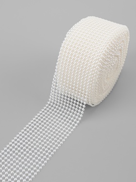 Лента с имитацией жемчуга, 6 см, 9±1 м, белая