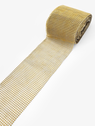 Лента с имитацией выпуклых страз, 11.5 см, 9±1 м, цвет золотой