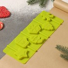 Форма для украшений Доляна «Новогодний подарок», силикон, 24×9,5 см, 6 ячеек, цвет зелёный - Фото 2