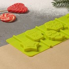 Форма для украшений Доляна «Новогодний подарок», силикон, 24×9,5 см, 6 ячеек, цвет зелёный - Фото 3