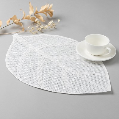 Салфетка сервировочная «Доляна. Листочки», белая, 30×45 см