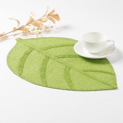 Салфетка сервировочная «Доляна. Листочки», зелёная, 30×45 см