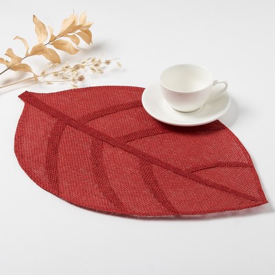 Салфетка сервировочная «Доляна. Листочки», красная, 30×45 см