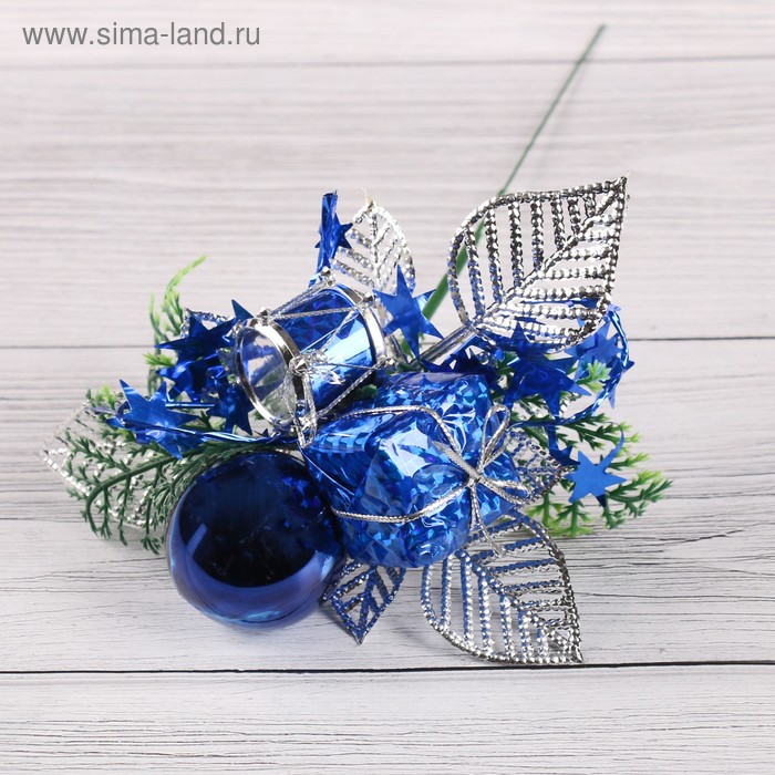 Декор "Зимняя сказка" шарик подарок бубенчик, 15 см, синий - Фото 1