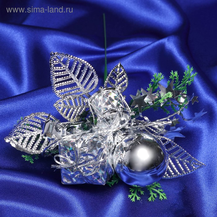 Декор "Зимняя сказка" шарик бубенчик подарок,15 см, серебро - Фото 1