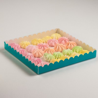 Кондитерская коробка для печенья,UPAK LAND голубой, 25 х 25 х 3 см