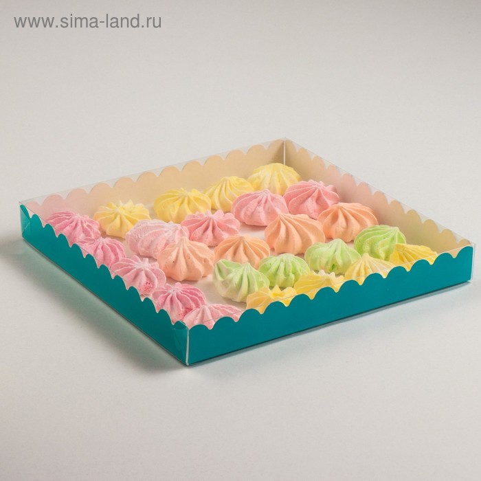 Кондитерская коробка для печенья,UPAK LAND голубой, 25 х 25 х 3 см - Фото 1