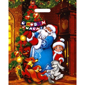 Пакет подарочный «Новогодний хоровод», полиэтиленовый с вырубной ручкой, 38?47 см (комплект 50 шт)