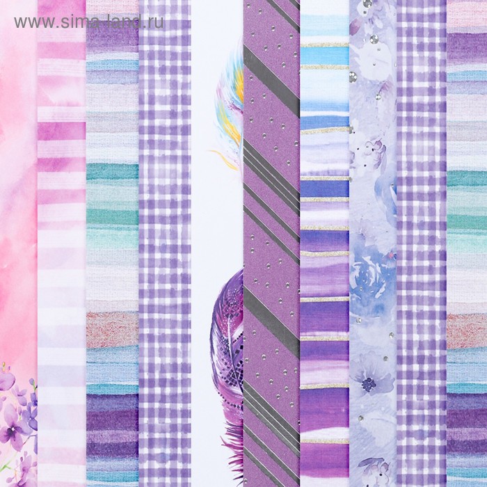 Набор бумаги для скрапбукинга «Фиолетовый», 10 листов, 20 × 20 см - Фото 1