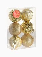 Ёлочные игрушки «Саманта», шары новогодние, d=8 см, набор 6 шт., золото - Фото 6