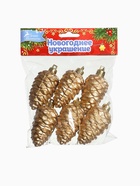 Ёлочные игрушки 6 шт. «Шишки» 3.5×6 см, золото - фото 53234323