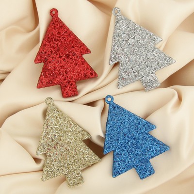 Ёлочные игрушки "Ёлка в кружочек" (набор 4 шт) 5х6,5 см МИКС