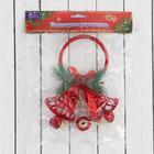 Украшение новогоднее "Два колокольчика с бубенцами на подвесе" 12х21 см, красный - Фото 2