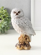 Фигурка полистоун «Сова на коряге», серебро, 9×12×19 см - Фото 1