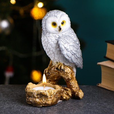 Подсвечник "Сова" серебро 8х10х15см