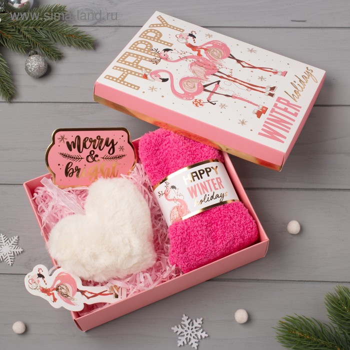 Подарочный набор KAFTAN «Новый год: Pink holidays» носки р, 36-39 (23-25 см), ёлочная игрушка - Фото 1