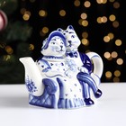 Чайник гжель «Кошки», бело-синий,керамика, - Фото 2