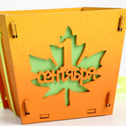 Кашпо деревянное 10×10.5×9 см Рафаэль "1 сентября", ручка лента, градиент жёлтый оранжевый - фото 21825590