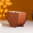Кашпо деревянное 18.3×8.1×11 см уникальное "Чашечка чая, с сердцем", морёный - Фото 2