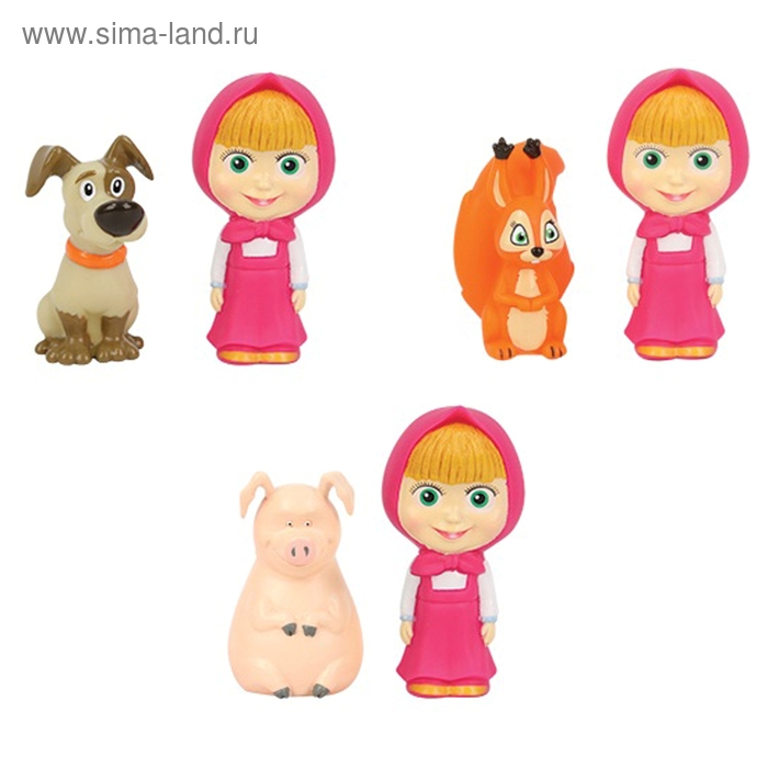 Набор резиновых игрушек "Маша с животными" - Фото 1