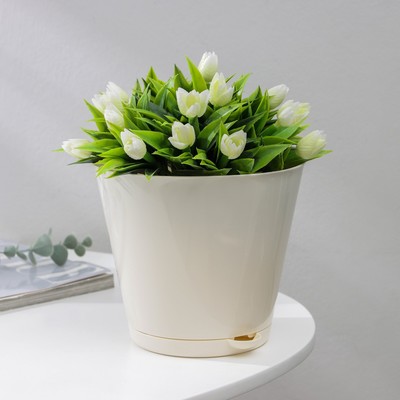 Горшок для цветов с прикорневым поливом Easy Grow, 2 л, цвет молочный