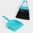 Веник для пола Disco, с совком, 8×19×58 см, бирюзовый - Фото 2