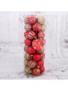 Ёлочные игрушки «Салют торжества», шары новогодние, d=4 см, набор 40 шт., красно-золотой - Фото 3