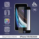 Защитное стекло 9D Luazon для iPhone 7/8/SE2020, полный клей, 0.33 мм, 9Н, чёрное - Фото 1