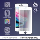 Защитное стекло 9D LuazON для iPhone 7/8/SE2020, полный клей, 0.33 мм, 9Н, белое - Фото 1