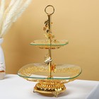 Этажерка-фруктовница квадратная, 2 яруса, 29×29 см, 17×17 см, высота 43 см, стекло, золотистая - Фото 6