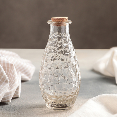 Банка стеклянная для сыпучих продуктов с пробковой крышкой Доляна «Парфе. Кристалл», 250 мл, 6×14 см